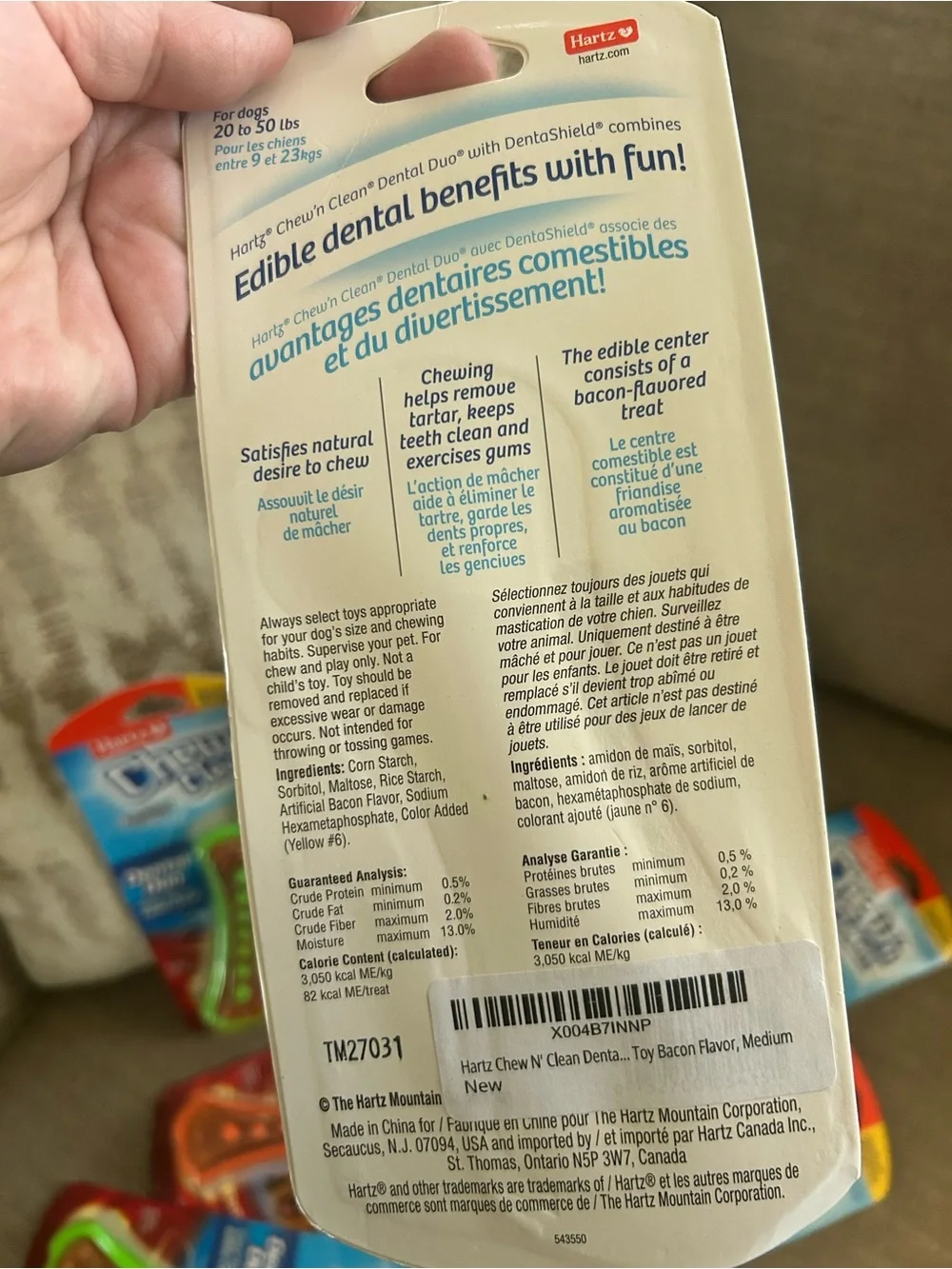Hartz Chew'n Clean Dental Duo Dog Toy - Orange & Green pack of 9